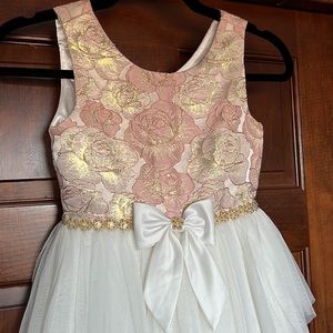 American Princess  Pink & Gold Floral Print Dress Size 8